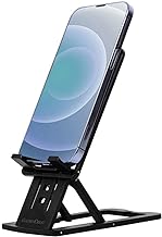 Cell Phone and Tablet Stand for Desk, Slim and Fully Foldable with Adjustable Angle and Height, Sturdy and Lightweight with Silicone Surface, Stylish and Easy to Use, Phones, Tablets