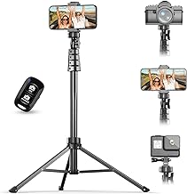 UBeesize 67" Phone Tripod & Selfie Stick, Camera Tripods Stand with Wireless Remote and Phone Holder,Compatible with iPhone Android Phone, Perfect for Selfies/Video Recording/Live Streaming Black