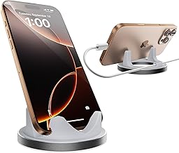 Aluminum Cell Phone Stand, Universal Phone Holder Cradle Dock for Desk, Portable Desktop Cellphone Stand, Office Desk Accessories for iPhone 16 15 14 13 Pro Max, Samsung, 4-8'' Smartphones iPad