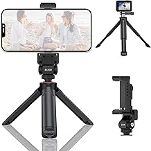 COMAN EX390 Extendable Mini Camera Tripod, Desktop Stand with Metal Phone Tripod Mount, Tabletop Tripod with 1/4" Screw for DSLR Camera Webcam Phone Holder Selfie Stick Vlog