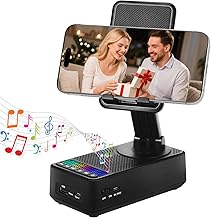 Cell Phone Stand with Bluetooth Speaker, Multi-Angle 360-Degree Rotating, HD Sound, Non-Slip Base Gifts for Men/Women/Boyfriend/Husband/Dad (Black)