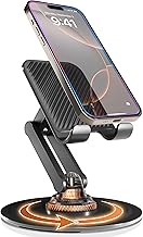 Cooper 360° Stand, Rotating Cell Phone Stand for Desk | Sturdy Metal Base, Foldable, Portable | Cell Phone Holder for Desk (Piano Black)