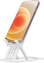 Cell Phone and Tablet Stand for Desk, Slim and Fully Foldable with Adjustable Angle and Height, Sturdy and Lightweight with Silicone Surface, Stylish and Easy to Use, Phones, Tablets