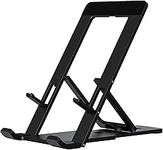 Cell Phone Stand, Fully Adjustable Foldable Desktop Phone Holder for Desk, Thick Case Friendly, Compatible with All Phones (A-Black)
