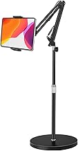 Tablet Floor Stand, Overhead Bed Phone Stand with 12 lb Super Stable Base & Angle/Height Adjustable, Compatible with 4.5''-13'' iPhone, iPad Pro 12.9, Galaxy Tab, Kindle, Phones