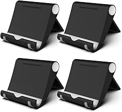 4 Pcs Mobile Phone Stand Holder for Desk Adjustable Compatible with iPhone 14 13 12 11 8 Pro Max SE XS XR Plus Samsung Galaxy Note20 S20 S10 S9 S8 Cell Phone Holder Foldable (4 Black)