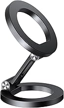 elitehood Magnetic Phone Stand, Small & Portable Magnetic Phone Holder [Dual Strongest Magnets], for Magsafe Foldable iPhone Stand, Universal Cell Phone Stand for Desk Gym Mirror Wall, Black