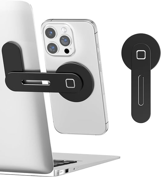 CloudValley Upgraded Magnetic Phone Holder & Laptop Stand - Enhanced Magnetic Strength with Aluminum Alloy Foldable Design, for iPhone Mag Series & All Phones (Matte Black)