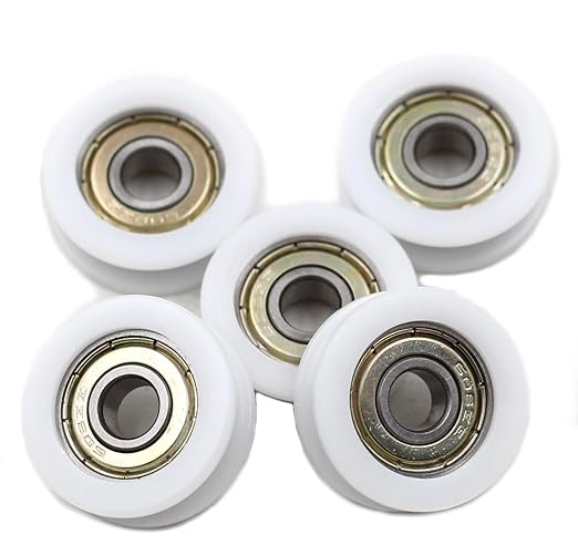 5PCS 8x30x10mm Nylon Round Plasic Pulley U Groove Track Roller Bearing Pulleys Wheel Roller for Sliding Door Window Lifting Systems, Double Shielde 608zz Bearing Inside