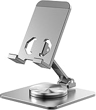 Rotating Aluminum Cell Phone Stand for Desk, Tablet Stand Compatible with 4-9.7in Phones and iPad