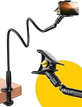 JOYROOM Gooseneck Phone Holder for Bed - [Safety Lock] & [Nylon Braid] 39.37” Flexible Long Arm Phone Stand for Desk, 720° Adjustable Overhead Phone Mount for iPhone 16, All 4-7" Devices