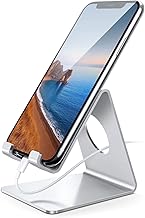 Lamicall Cell Phone Stand, Desk Phone Holder Cradle, Compatible with Phone 12 Mini 11 Pro Xs Max XR X 8 7 6 Plus SE, All Smartphones Charging Dock, Office Desktop Accessories - Silver