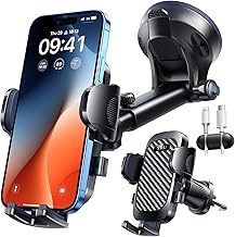 [True Military-Grade & 360 Degrees Rotatable Suction] 2025 YRU Ultimate Car Phone Holder Mount 【90+LBS Safest Strongest & Patent Certs】Dashboard Windshield Vent for iPhone 16 15 Pro Max Samsung, Black