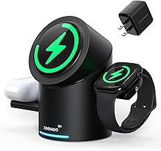 ZEEHOO 3 in 1 Charging Station for Apple Devices, Mag-Safe Charger Stand, Qi2 15W Auto-Rotating Wireless Charging Station for iPhone 16/15/14/13/12 Series& AirPods& iWatch(30W Charger Included)