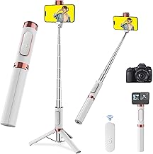 CellphoneTripod with Remote, Aluminum Alloy Selfie Stick Tripod, Best Foldable Mini Extendable Tripod Stand 270° Rotation Compatible with iPhone/Android Travel Essentials