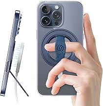 EWA MagOne 3rd Gen [Compatible with MagSafe] Phone Grip Stand with Finger Strap, Removable Magnetic Ring Holder Kickstand Loop for iPhone 16,15, 14, 13, 12 Series-(Blue)